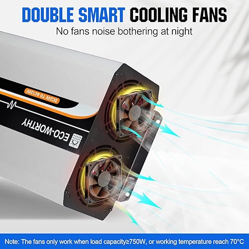 Miniatura 6 de ECO-WORTHY Inversor de energía solar de onda sinusoidal pura de 3000 W, convertidor de 24 V CC a 120 V CA con control remoto, 1 salida de CA, 1