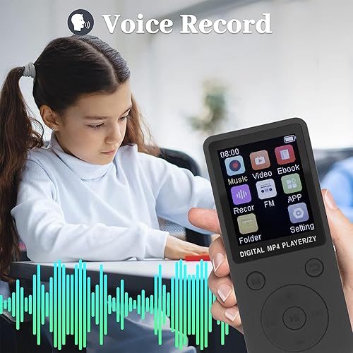 Miniatura 4 de Reproductor de MP3, reproductor de MP3 para niños con BT5.0, calidad de audio sin pérdida de alta fidelidad, reproductor de música de 1.8 pulgadas