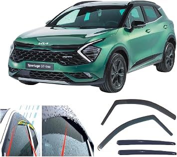 4x Rain Wind Deflectors for KIA SPORTAGE 2021 2022 2023 2024 2025 2026 Side Window Rain Guards/Weather Shields