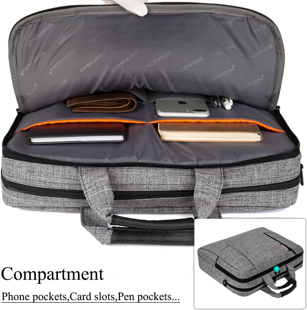 BRINCH 15.6 inch Laptop Computer Case Cover Sleeve Shoulder Strap Bag with Side Pockets Handles and Detachable for Laptop/Notebook/Netbook/Chromebook,Colour Light Grey