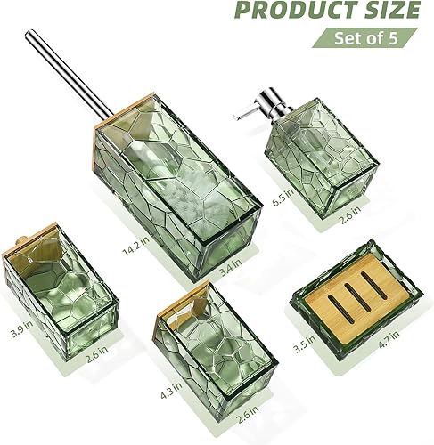 Miniatura 6 de Juego de accesorios de baño verde salvia, soporte para cepillo de dientes, dispensador de jabón, soporte de hisopos de algodón, jabonera, cepillo de