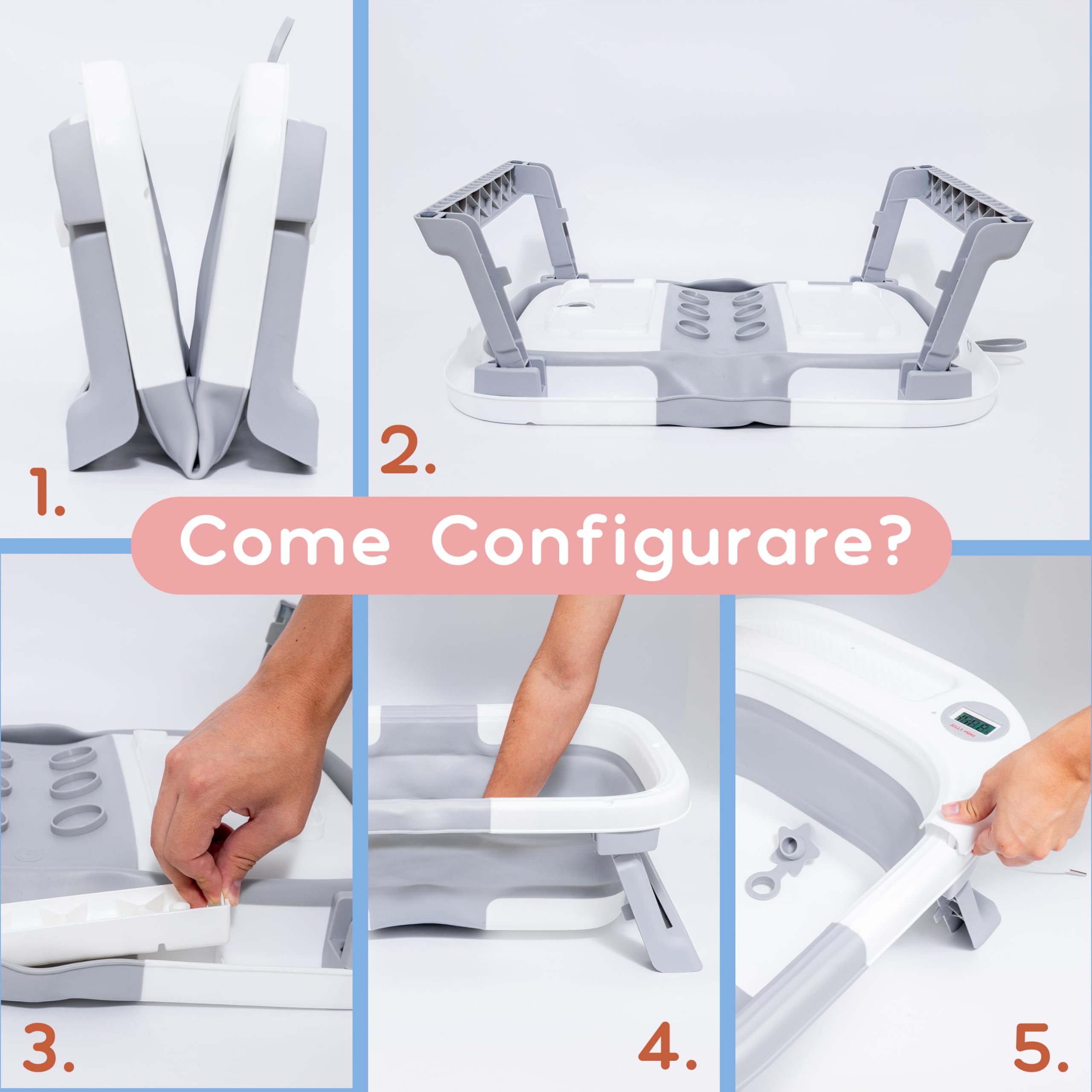 Vaschetta Bagnetto Neonato - Vasca Neonato Bagnetto - Bagnetto Neonato Pieghevole - Vasca Da Bagno Pieghevole Con Termometro Con Cuscino - Vasca Da Bagno Pieghevole Per Bambini - Regalo Per Nascita