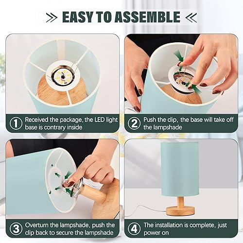 Miniatura 4 de Luces nocturnas Lámpara de lectura de cabecera con enchufe en polvoLámparas azules azules para mesa auxiliar de niños lmparas de Noche para