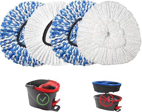 Miniatura 9 de Cabezales de repuesto para fregona giratoria O-Ceda Easy Wrin, recambios de microfibra para fregona giratoria, 4 paquetes de repuesto de cabezal