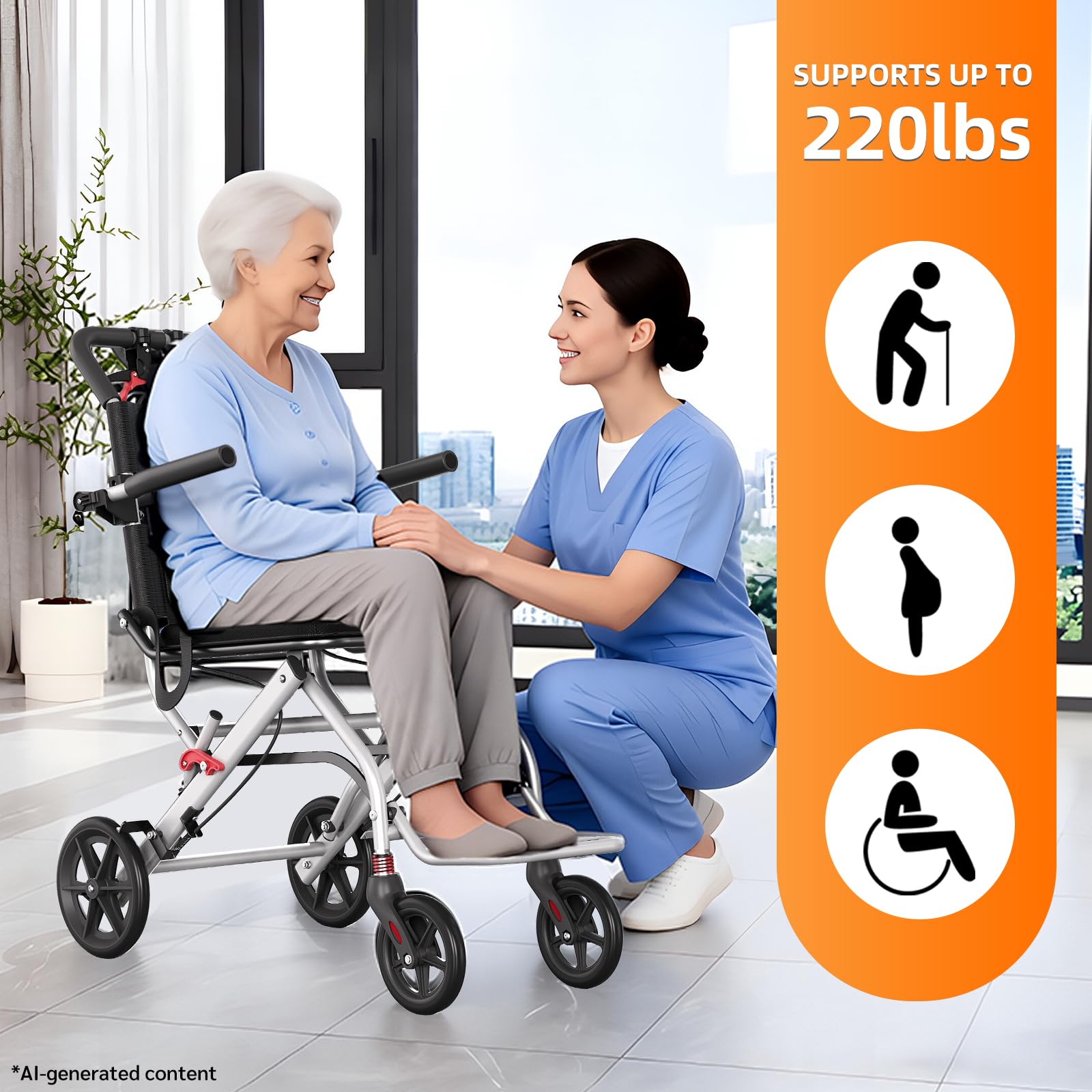 Lightweight Foldable Transport Wheelchair -8
