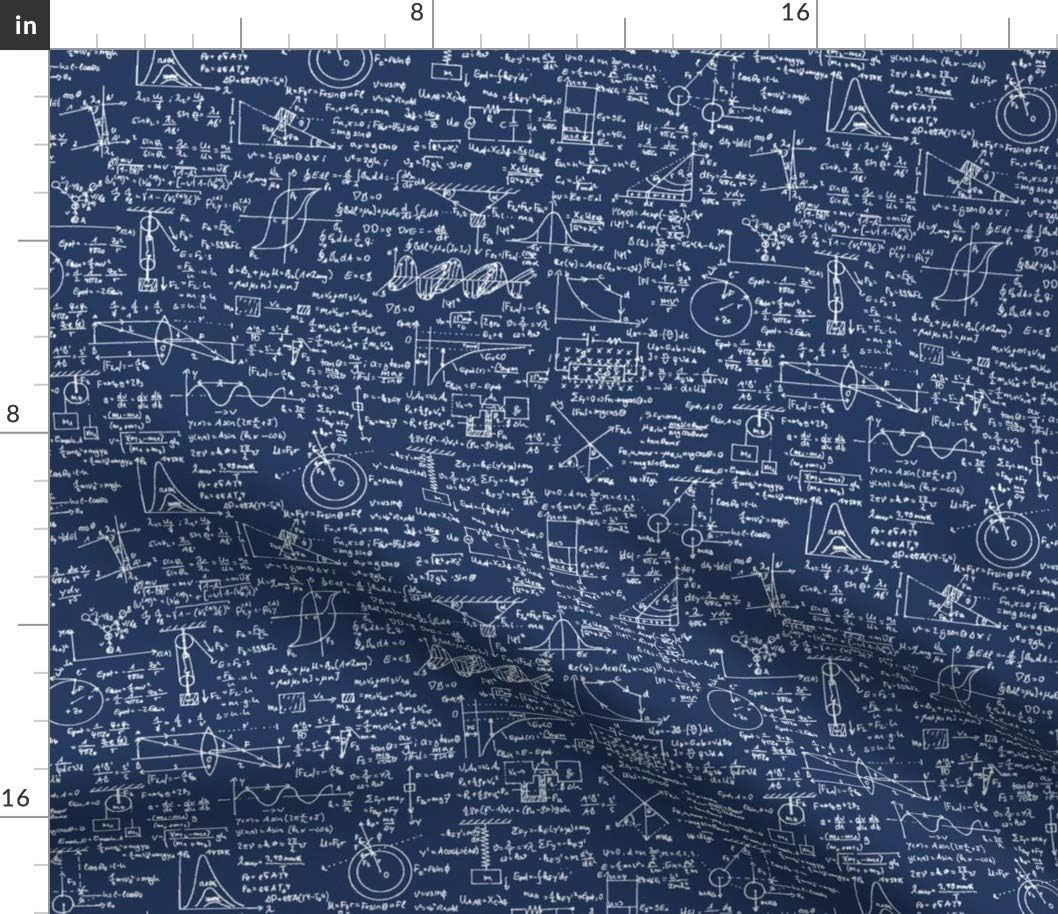 Spoonflower Fabric - Equations Navy Blue Math Mathematics Science Teacher Classroom Printed on Petal Signature Cotton Fabric by The Yard - Sewing Quilting Apparel Crafts Decor