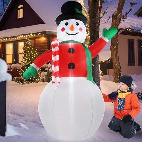 Miniatura 7 de Decoraciones inflables de Navidad al aire libre, muñeco de nieve de 8 pies, decoración de patio con luz LED integrada para interiores, hogar,