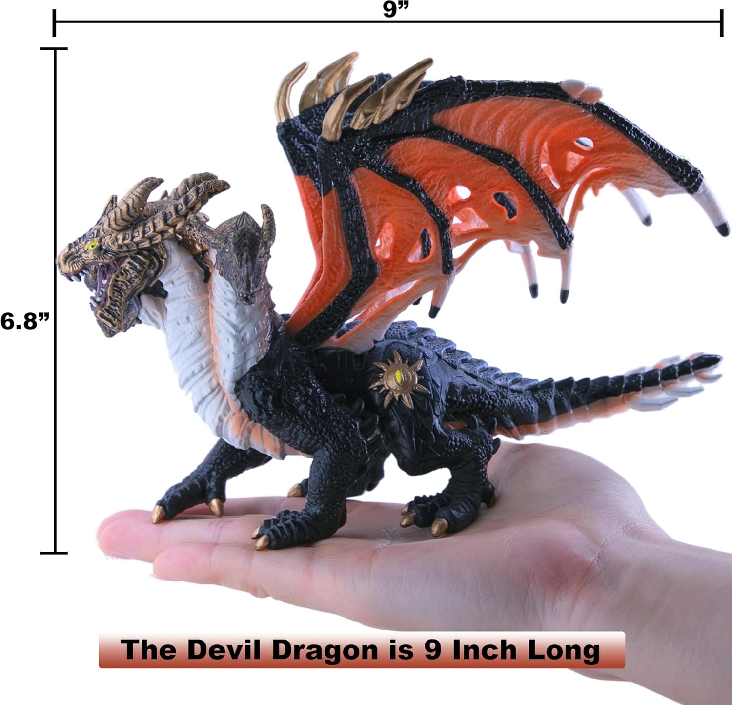 RECUR Devil Dragon Action Figurine, 9 Inch Statue Dragon Toys for Boys Girls Kids, RPG Figures Miniatures for Tabletop Display & Roleplaying, Collectors Toy Age 3 +