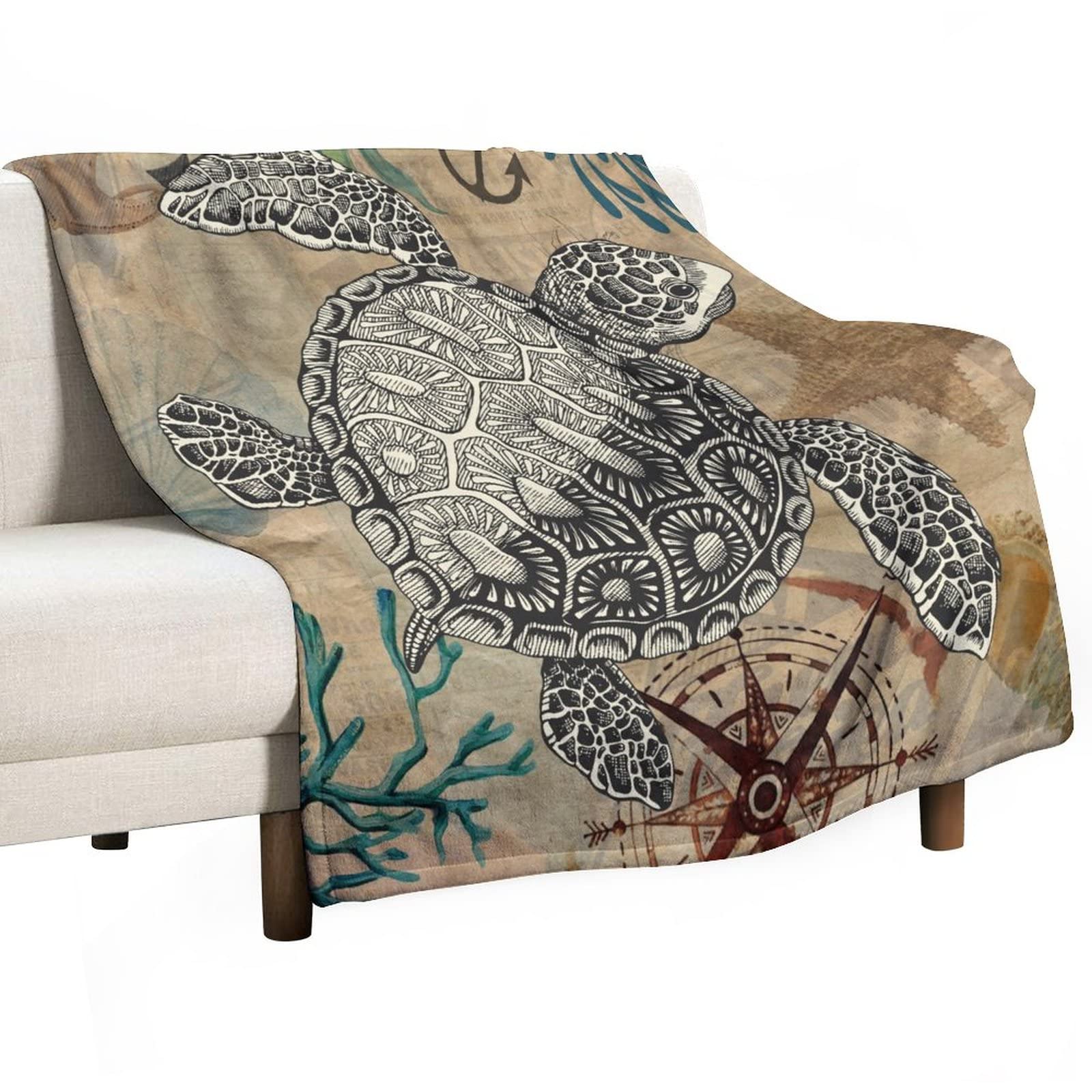 Couverture flanelle tortue de mer contre les nuits fraiches plaid polaire doux double face