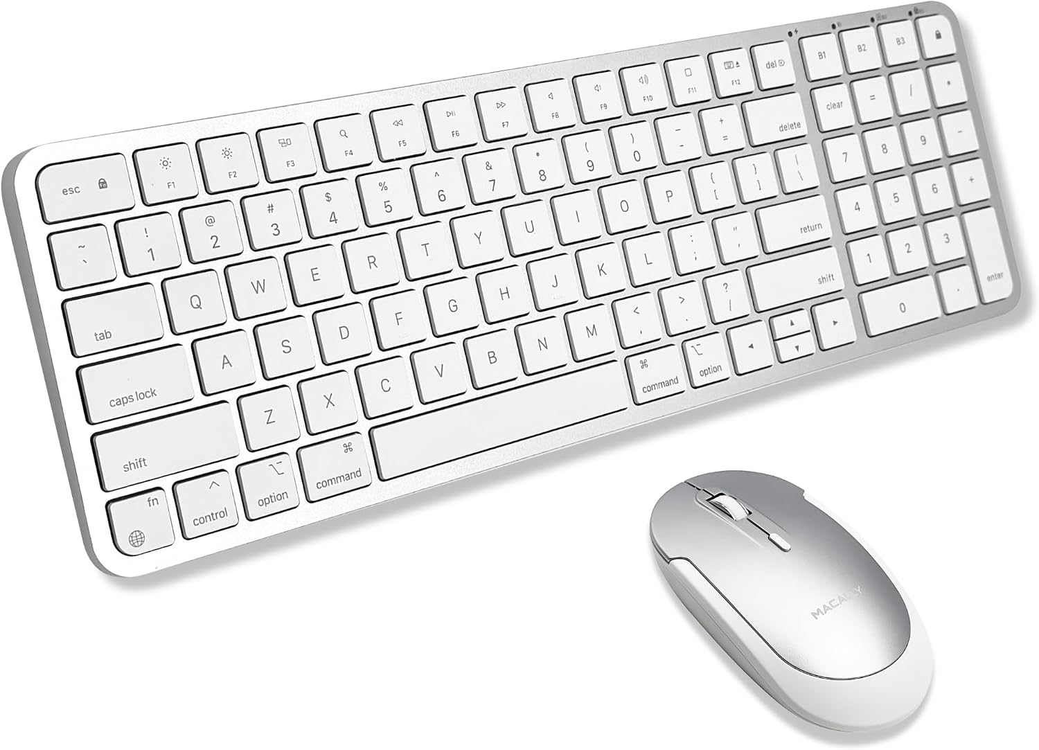 Bluetooth Mac Keyboard and Mouse (Compact, Multi Device, Rechargeable) - Wireless Apple Keyboard and Mouse Combo - for Mac mini/Studio, MacBook Pro/Air, iMac, iPad, iPhone - Silver