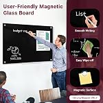 Magnetic Glass Whiteboard 24"X18" Dry Erase Black Board for Wall | Large Frameless Glass White Board with 1 Marker Tray and 6 Magnets for Office, Home, Classroom