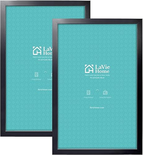LaVie Home Marco para póster de 14 x 22 pulgadas, 2 unidades, color negro, para galería de fotos de 14 x 22 pulgadas sin paspartú, marcos