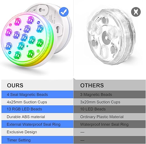 Miniatura 4 de Luz sumergible para piscina, 16 colores, luces LED subacuáticas, impermeable, IP68, 13, LED súper brillante con control remoto RF, adecuado para