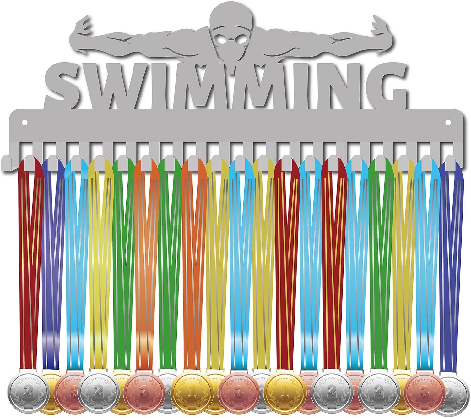 CREATCABIN Medaillenhalter Schwimm-Design | Metall Wandhalterung Für 14+ Auszeichnungen