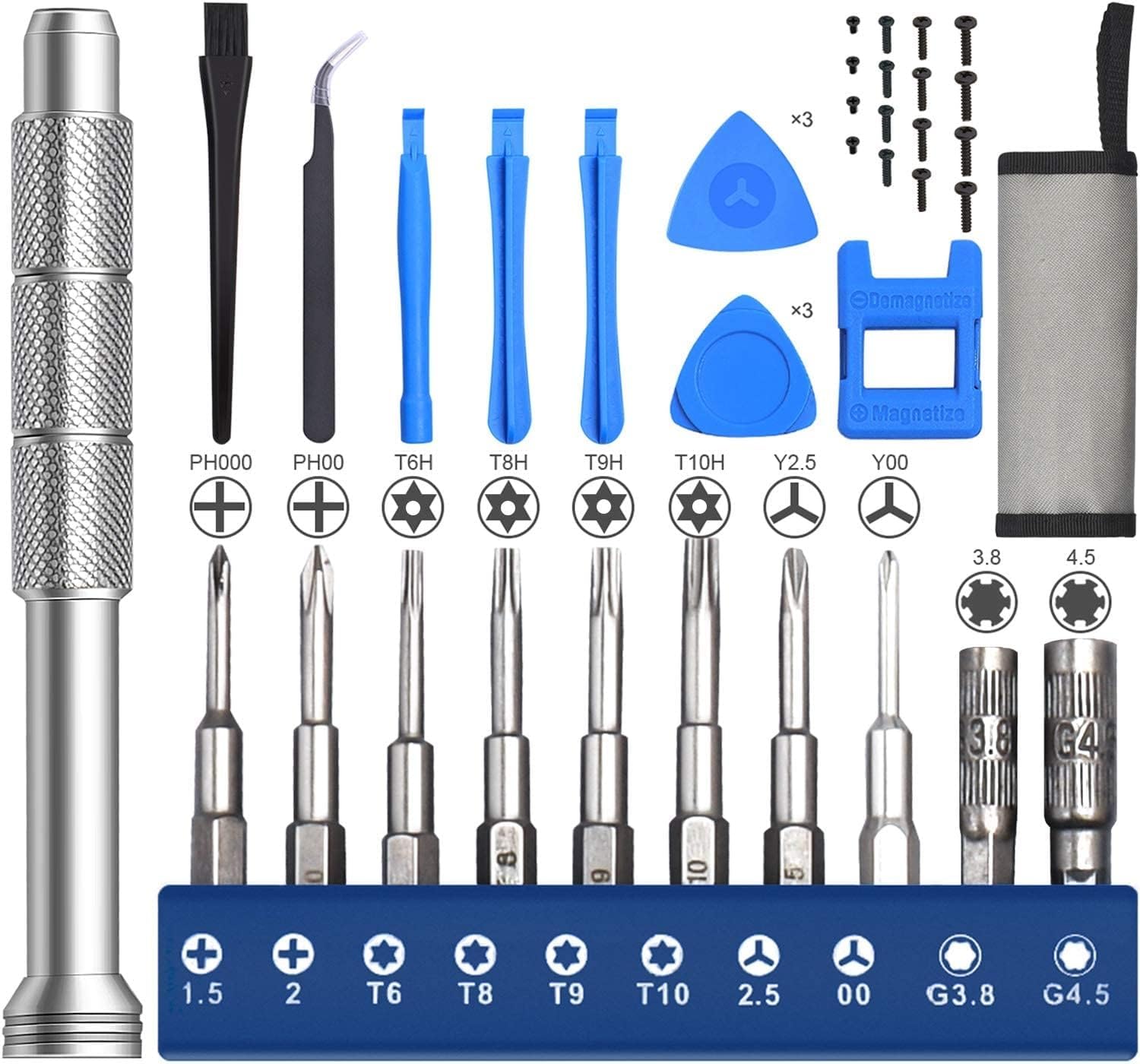 SHOWPIN 23IN1 screwdriver kit compatible for Nintendo Switch, PS5, Xbox One, JoyCon, with Y00 and Torx T6 T8 T10 screwdriver game bit for Switch Lite, PS4, NES, GBA, Xbox Controller repair kit