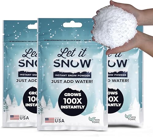 Miniatura 12 de Let it Snow Nieve Falsa Instantánea para Slime - Fabricada en los Estados Unidos, Suave, Segura y Fácil de Usar Polvo de Nieve Artificial - Nieve