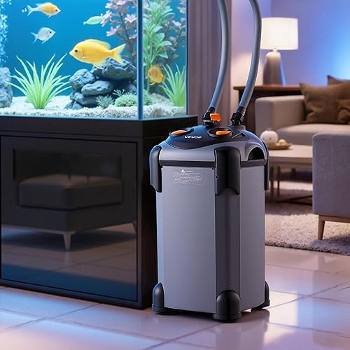 Miniatura 8 de VEVOR Filtro de recipiente de 224.5 GPH, filtro externo de acuario de 3 etapas con potente bomba, máquina de limpieza de circulación de agua con
