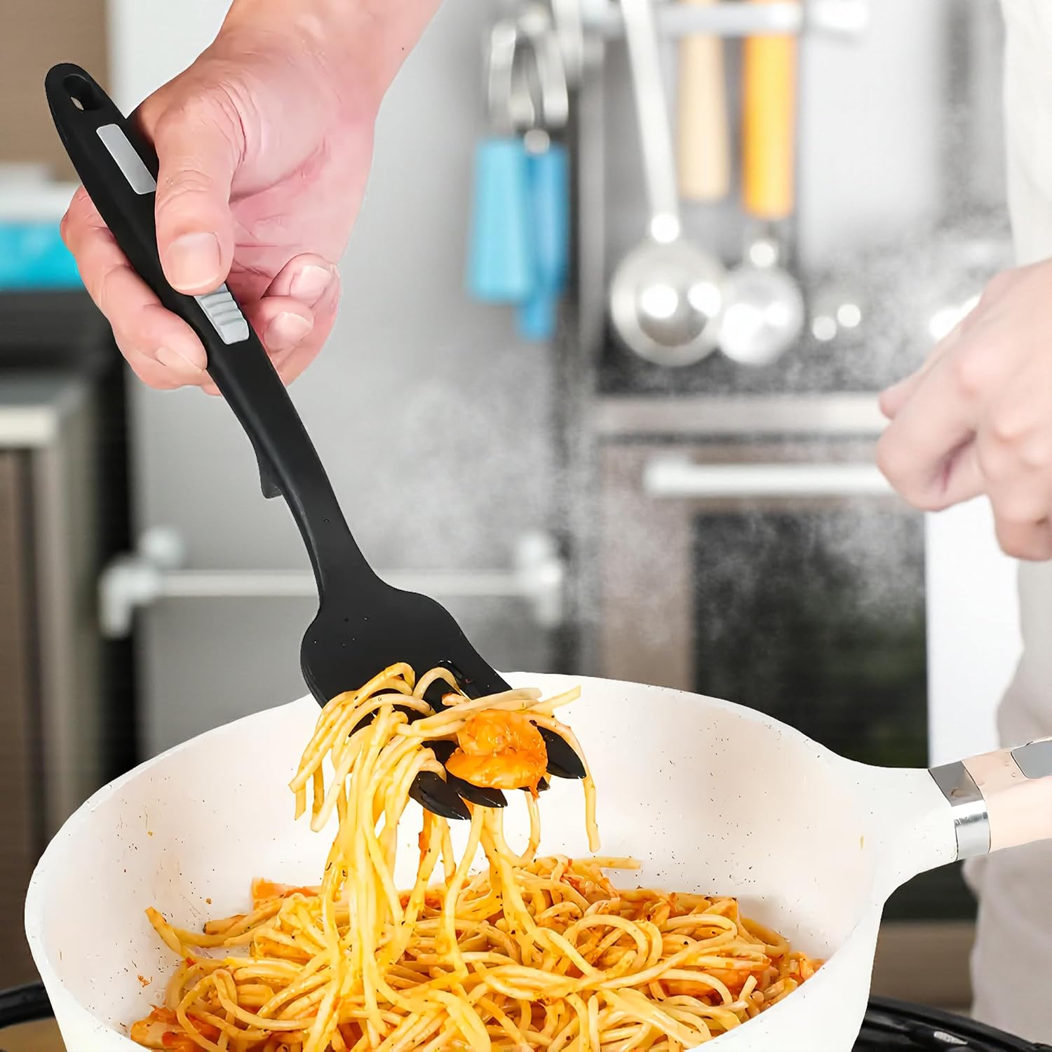 Silicone Forks for Cooking – 2 Pack Heat Resistant Flexible Silicone Cooking Fork for Kitchen, Nonstick, Multipurpose Stirring and Mixing Forks, Dishwasher Safe | Baking, Serving, Mixing Made Easy