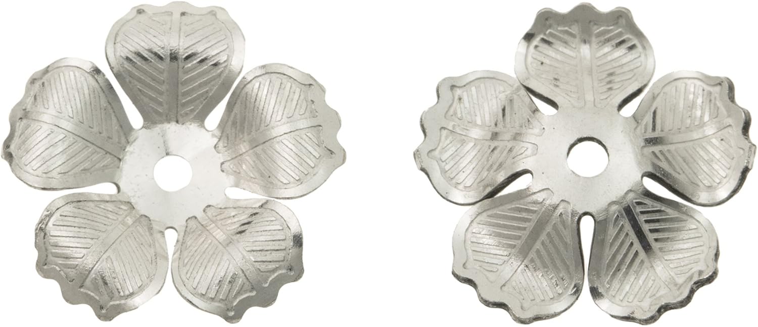 Dreambell 2 pcs 925 Sterling Silver Blossoms Flower Leaf Bead Cap Cover 9mm