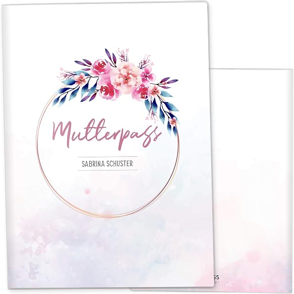 OLGS Mutterpasshülle Aquarell Autumn - Mit Namen personalisierbare Schutzhülle, Blumen Design für Mutterpass - 1