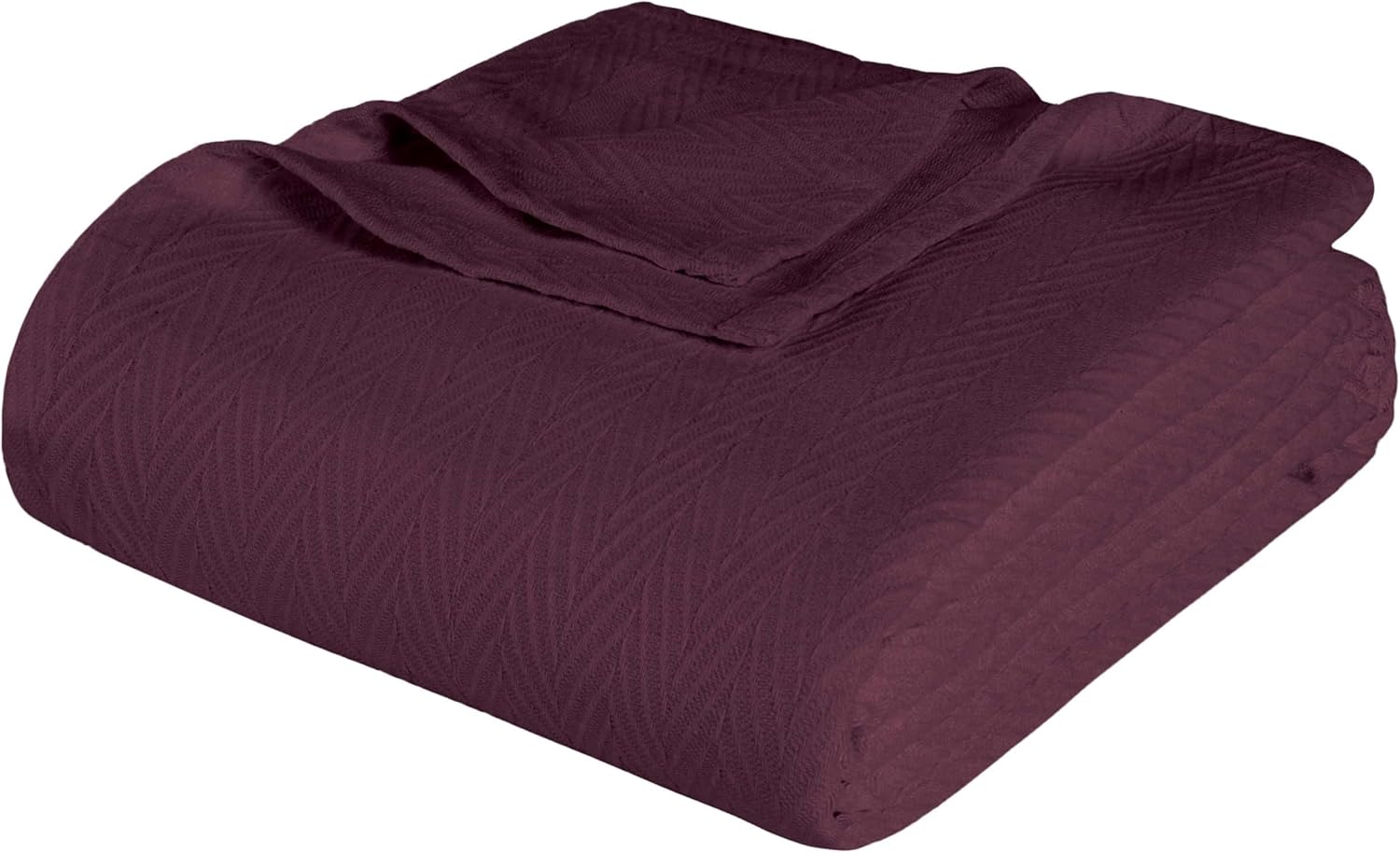 HOMECITY Cotton All-Season Thermal Blanket- Plum Woven Reversible Ultra-Soft and Warm Herringbone Blanket for Bed/Couch, King, 108" x 90" - Hroo Collection 100% Cotton Blanket for Bed