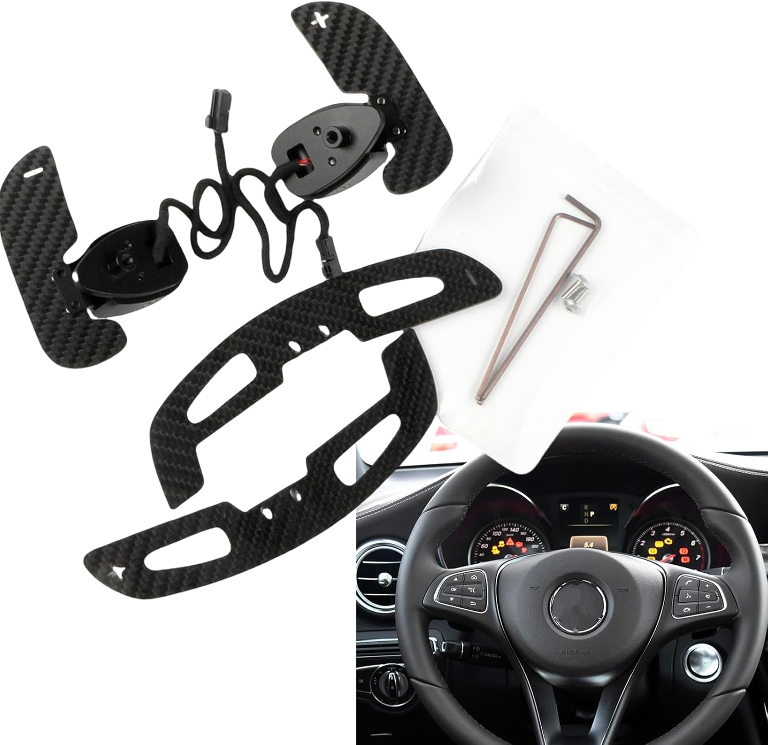 Car Interior Steering Wheel Paddle Shifter Extension for Mercedes Benz AMG Class 2016-2022 Carbon Fiber