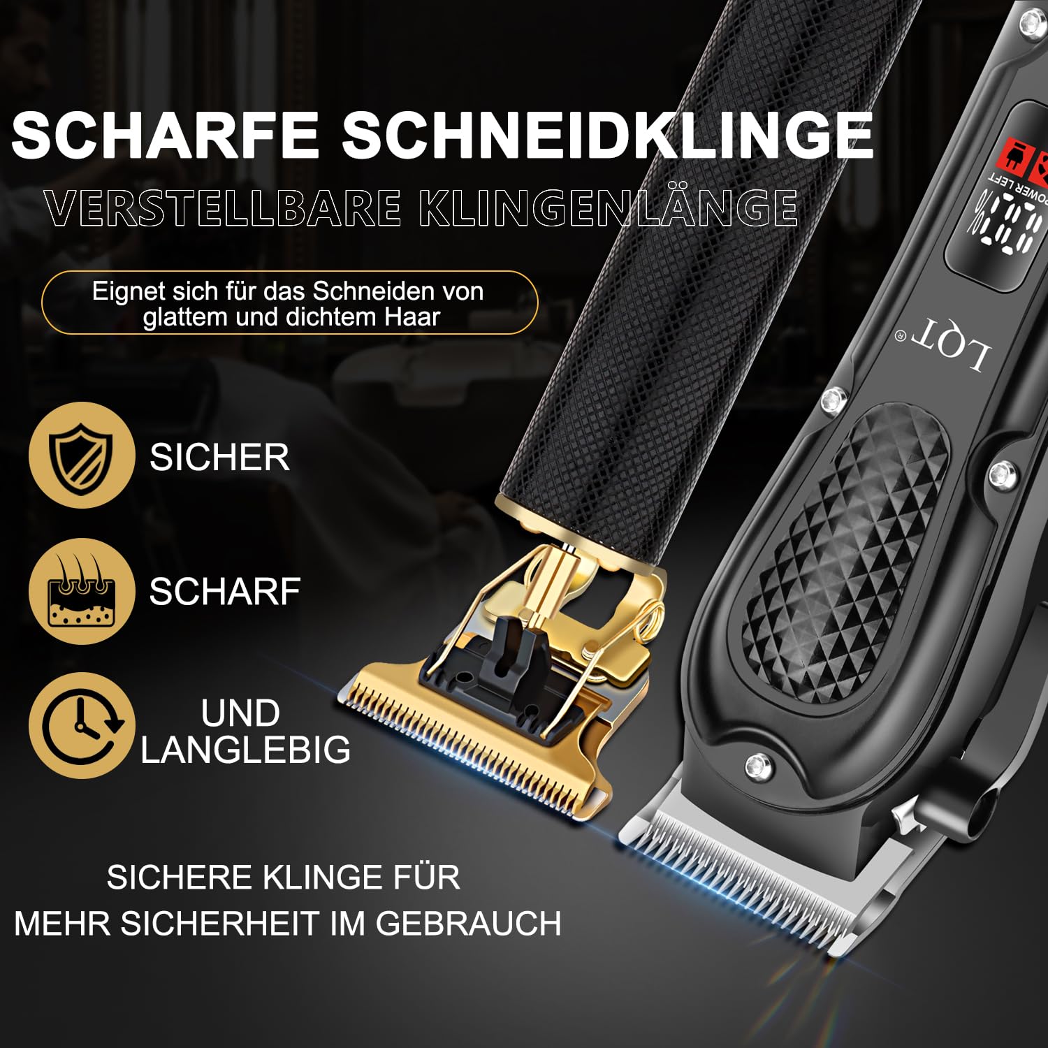 Haarschneidemaschine Set Herren - 5-in-1 schnurloser Haarschneider mit LED-Bildschirm, verstellbarem Bart- & Schnurrbart-Trimmer, selbstschärfende Klingen, leise Haarschnittmaschine, bestes Geschenk