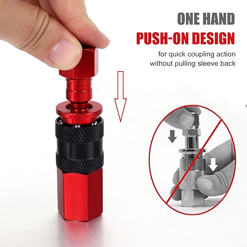 Miniatura 11 de Kit de acoplador y enchufe de aire de aluminio NPT de 15 piezas, 1/4 de pulgada, accesorios de aire de conexión rápida, juego de conectores rápidos