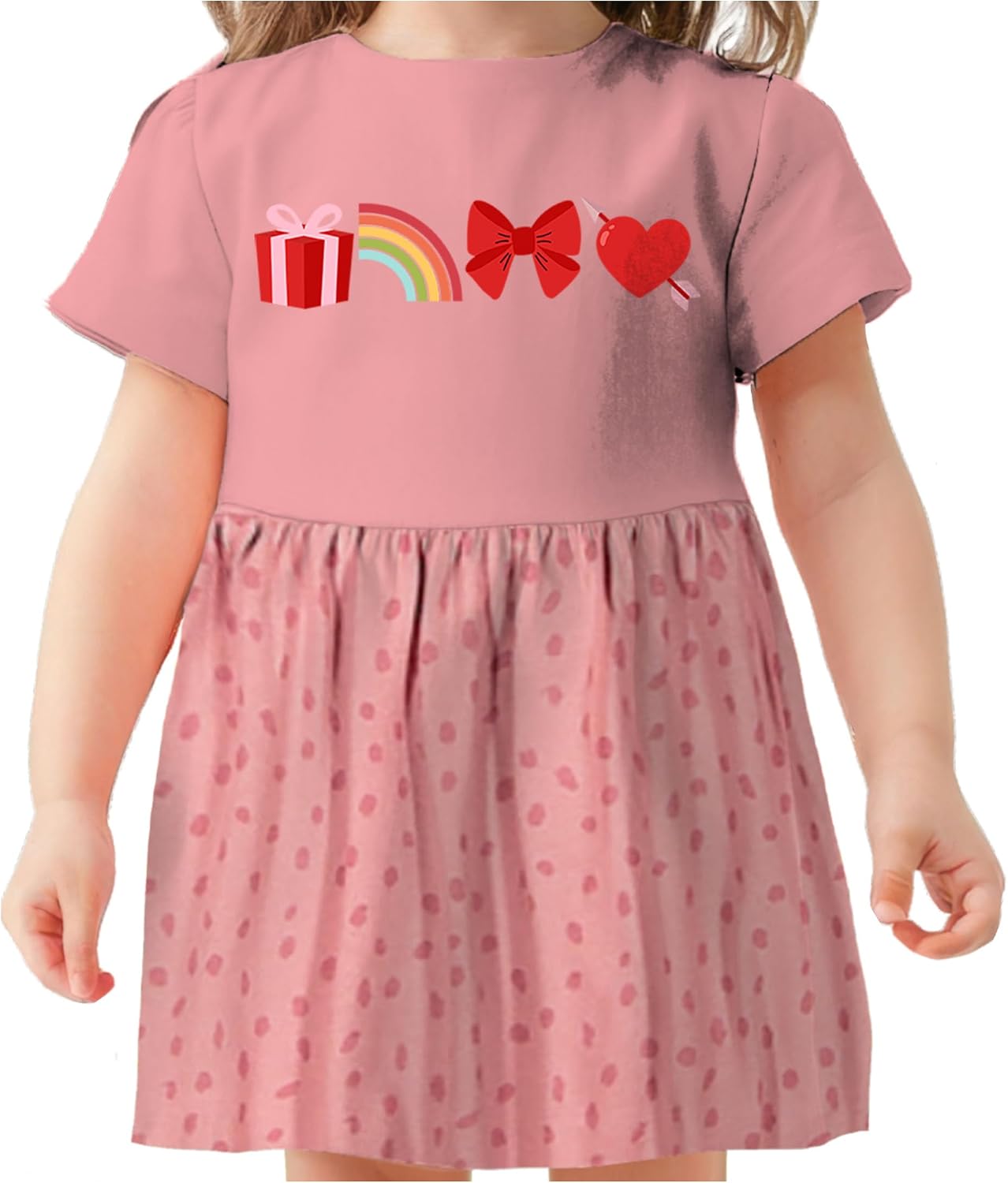 Tstars Heart and Rainbow Toddler Girls Valentines Day Dress Baby Valentine Outfit Girl Dresses for Infants Toddlers