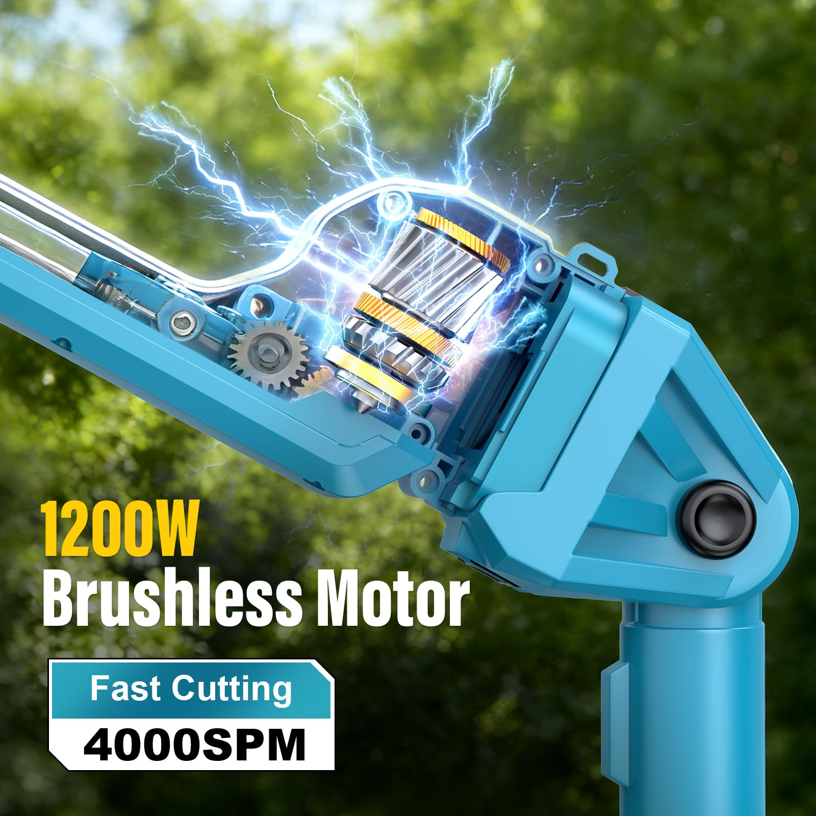 Taille Haie Electrique Telescopique 4,5 m avec Une Taille de 1,80 m, Taille-Haies Électriques avec Lame Double Action 52 cm, 2 * Batteries 4,0Ah, Tête Pivotante 180° Réglable, pour Haies Hautes