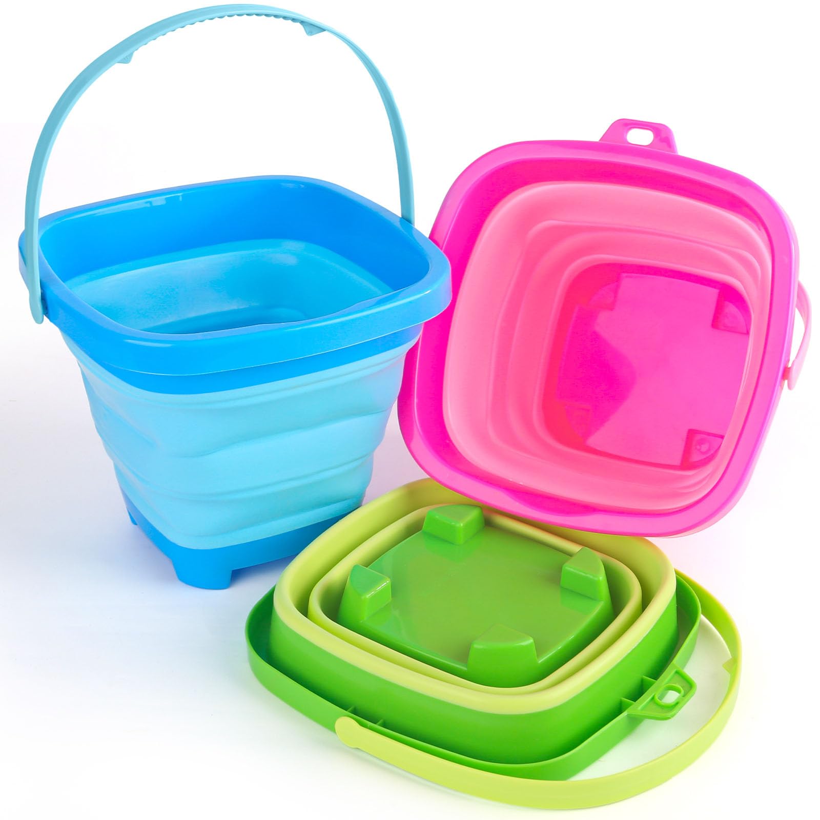 Shindel Collapsible Bucket for Kids, Foldable Pail Bucket for Beach Toys, Summer Toys, Camping Gear, Beach Party, Fishing, and Fun Summer Activities