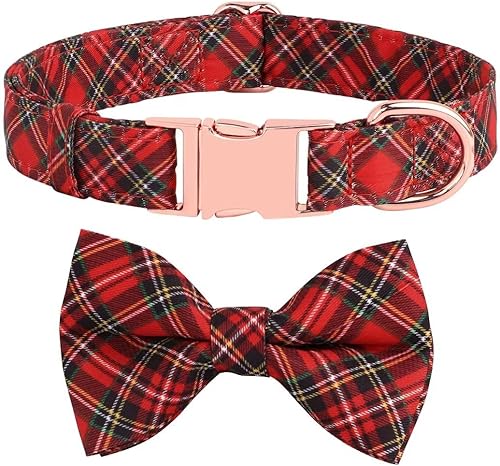 Miniatura 3 de Beirui Lindo collar de Navidad para perro hembra con flor, collares de perro con patrones navideños, collar rojo suave para mascotas ajustable para