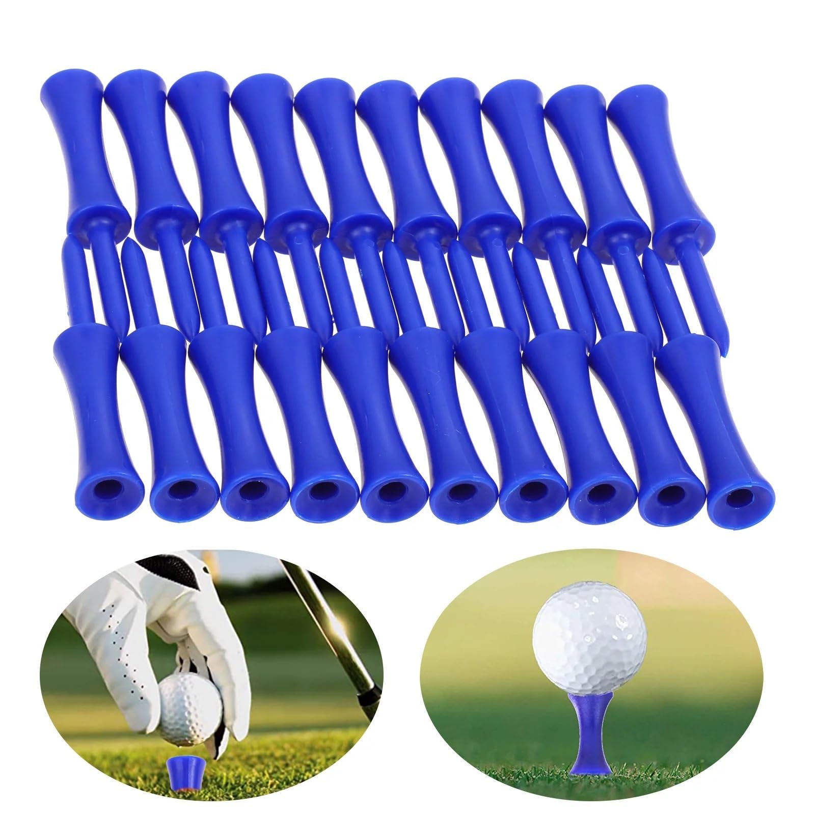 Golf Tee 100 Stück 68 mm Golf-Tees, unzerbrechliche Kunststoff-Cast-Tees, Höhenkontrolle, Sport-Golfschläger-Zubehör for das Training FüR Einen Idealen Abschlag