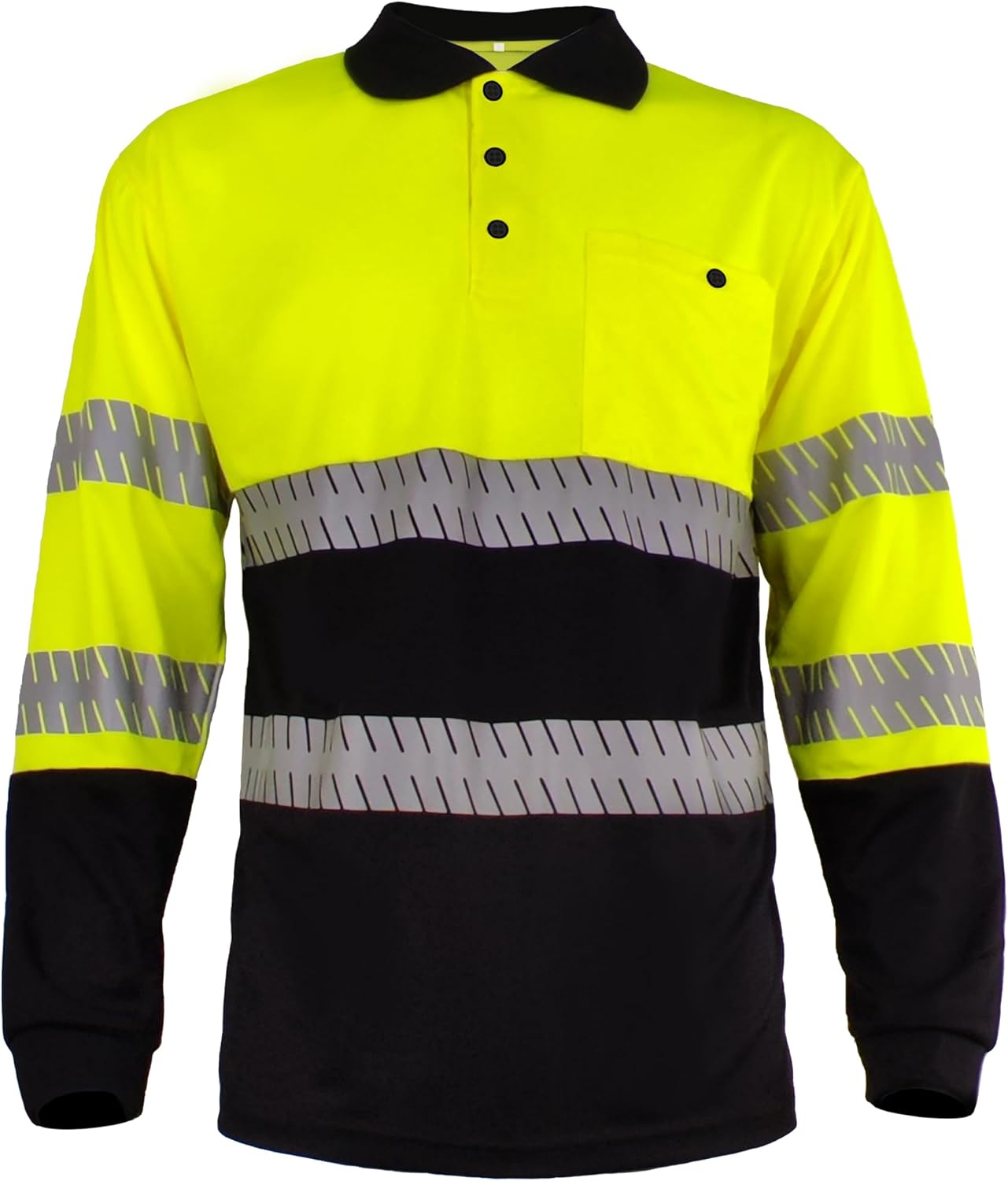 Hi Vis Safety Polo T-Shirt for Men,Coolpass Safety Shirt Long Short Sleeve with Pocket Quick Dry - Image 3