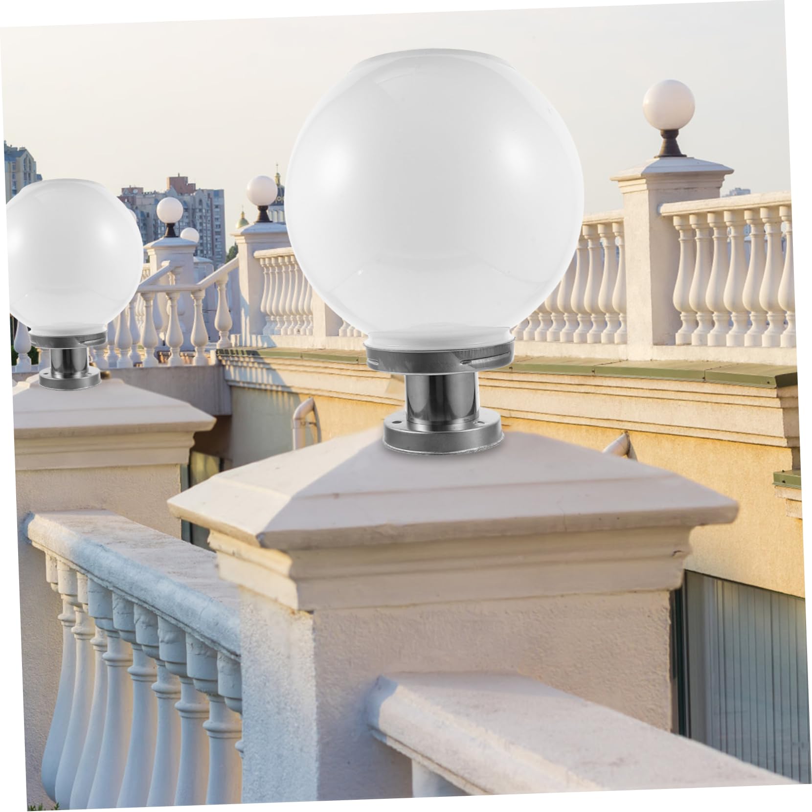 VILLCASE Lampada Solare da Esterno a Sfera Bianca per Cortile Alimentazione Solare in Plastica per Illuminazione Giardino e Recinzione