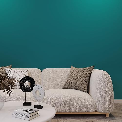 Miniatura 9 de Livelynine Papel tapiz de color verde azulado para despegar y pegar, papel de contacto verde azulado para armarios, escritorio, papel tapiz