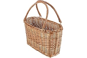 Oval Traditional Woven Wicker Shopping High Handle Basket Storage Basket