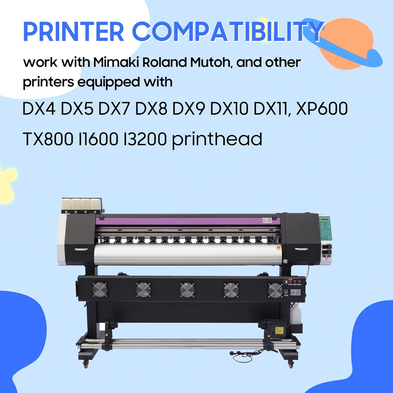 Eco Solvent Ink Refill 500ml 4-Color Set for DX4 DX5 DX7 DX9 DX10 DX11 XP600 TX800 I3200 I1600 Printhead ues for Wide Format, Grand Format Printers Mimaki, Roland, Mutoh