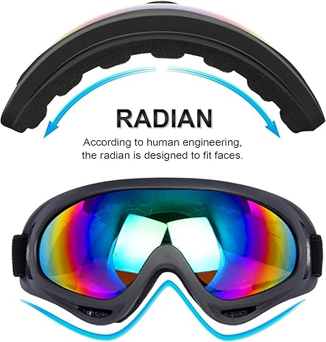 Miniatura 3 de Gafas de motocicleta, paquete de 2 unidades, para motocross, ATV, motocross, senderismo, protección con 2 unidades de máscara bandana transpirable