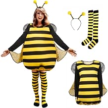 MCJC 4 PCS Adult Bumble bee Costume,Halloween Funny Animal Costume,Bee Costume Accessories Set