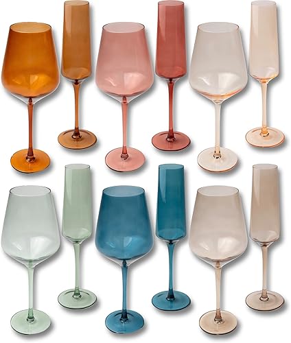 Saludi Copas de vino de colores y copas de champán a juego (presentadas en Bachelor in Paradise)