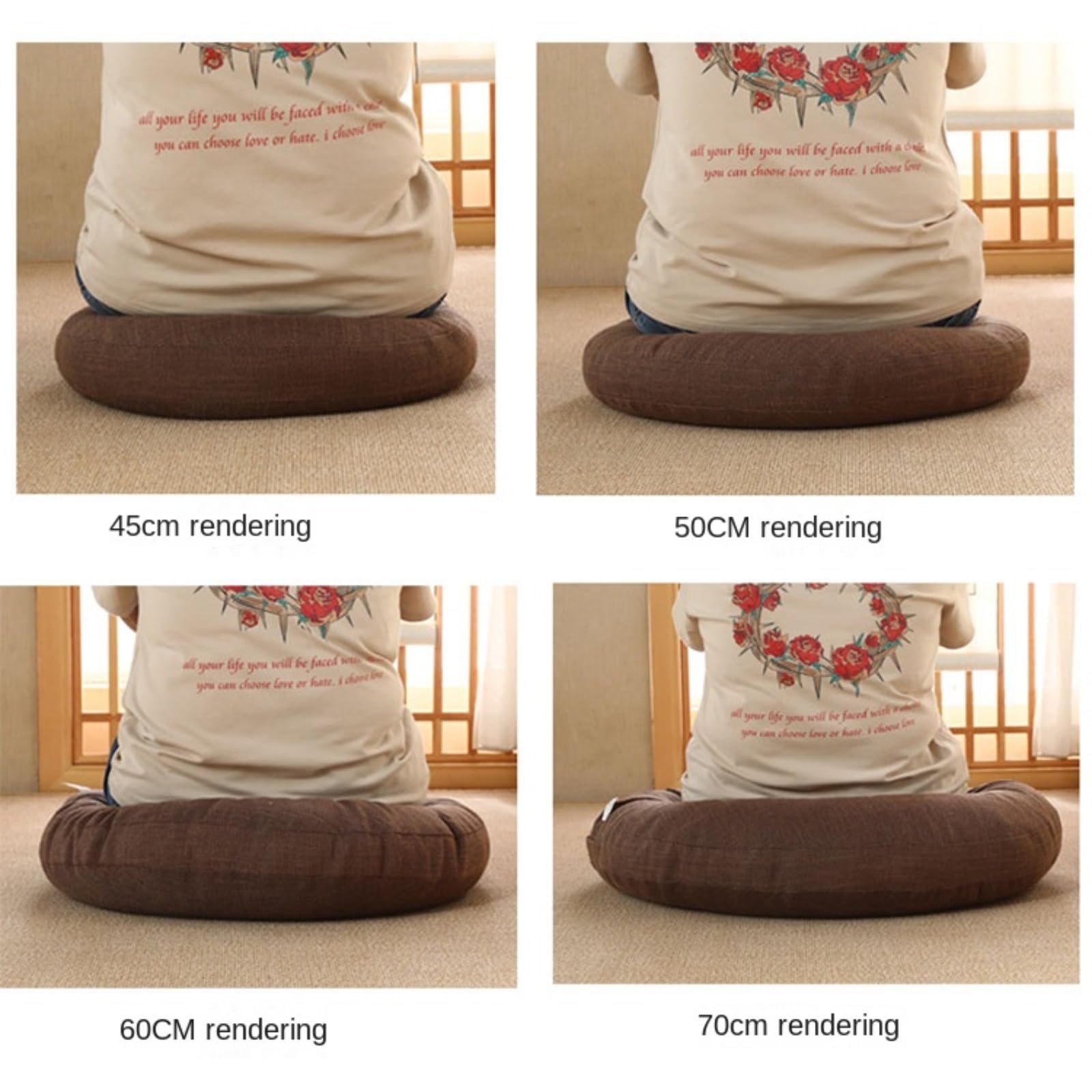 0XBIT Comfort Cotone Lino Pavimento Cuscino Spessore Corduroy Tatami Pavimento Cuscino Rotondo Grande Traspirante Seduta Cuscino per Room Party Decorazione Esterna