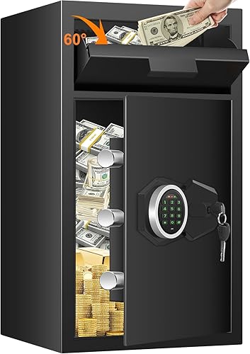 Caja de seguridad impermeable e ignífuga de 2.12 pies cúbicos, caja de seguridad para el hogar con bolsa de documentos ignífuga, caja fuerte grande