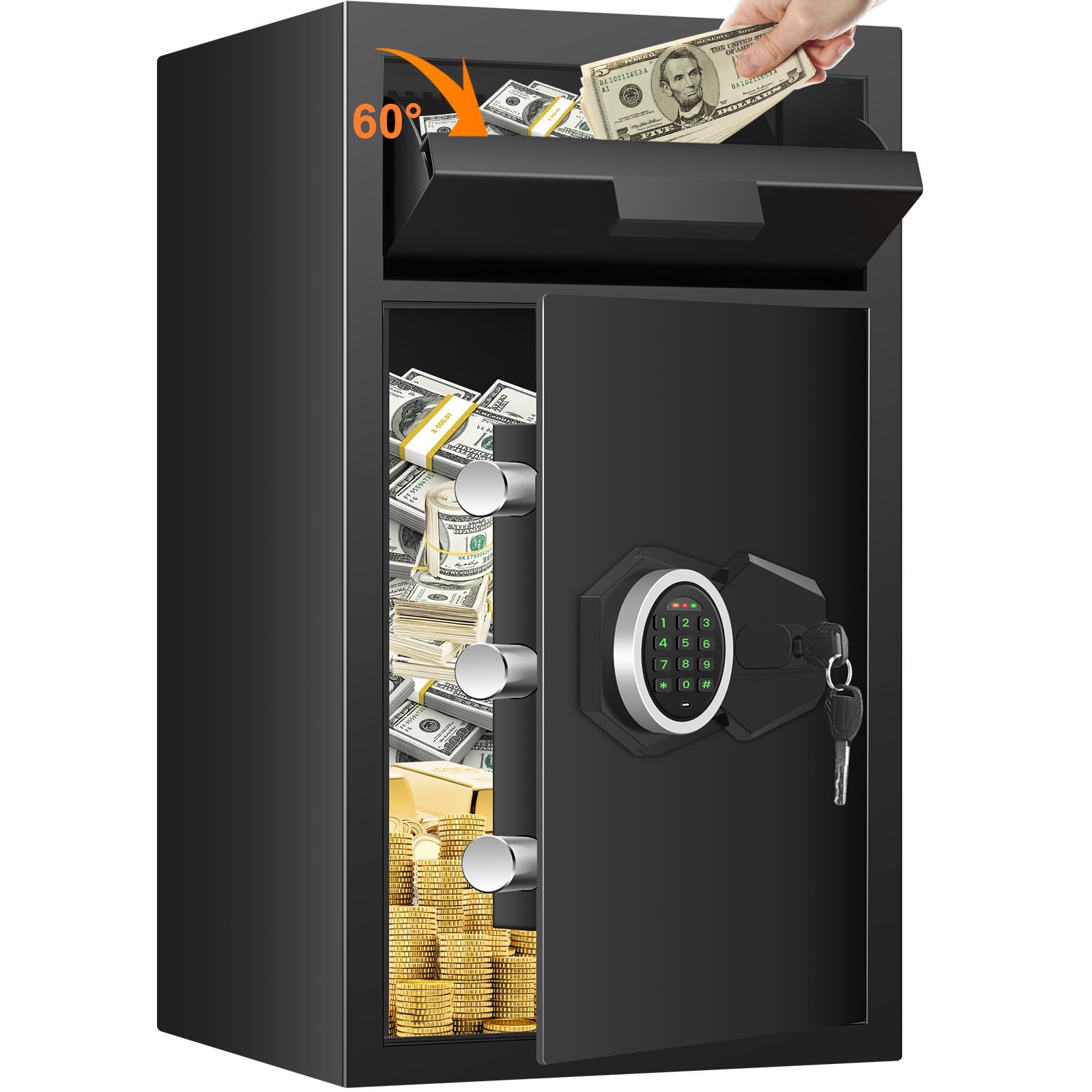 2.8 Cubic Drop Slot Safes for Money Jewelry, Drop Safe for Business with Combination Lock and Key