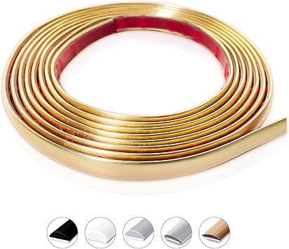Peel and Stick Molding Trim, Flexible Panels Molding Trim for Backsplash Tile Edge, Half-Round Self Adhesive Molding Trim for Wall, Frame, Mirror and Home Decoration, 10 Ft0.5" in Gold
