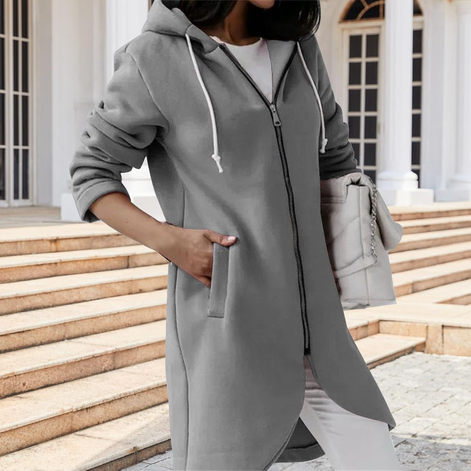 Sweatshirts for Women Trendy Women's Fall Jacket 2025 Zip Up Hoodies Long Sleeve Long Tunic Sweatshirts Slim Fit Fleece