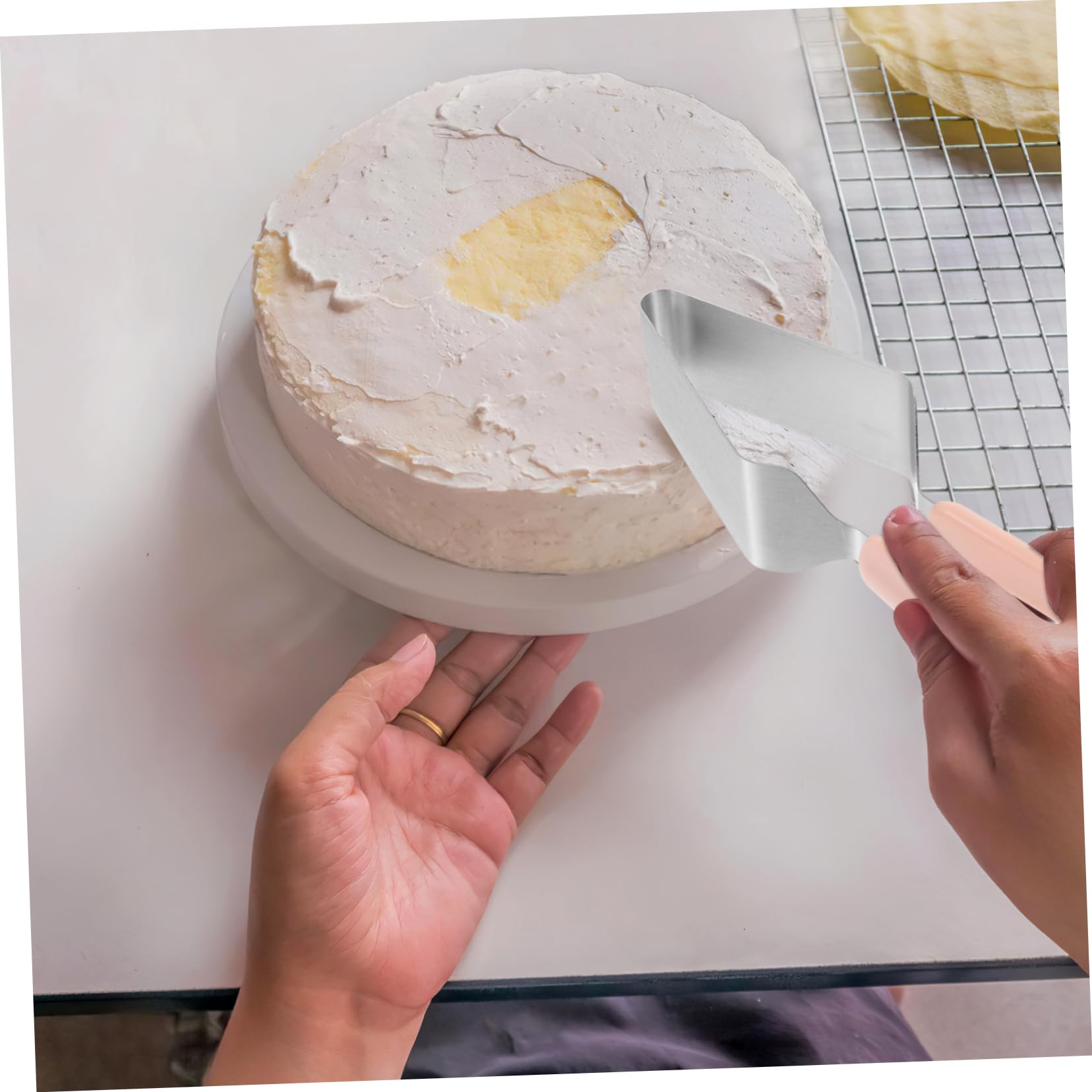 SOLUSTRE Stainless Steel Cake Slicer Cutter Cake Serving Tong for Easy Transfer and Portioning at Weddings Parties Anniversaries and Gatherings Kitchen Baking Tool
