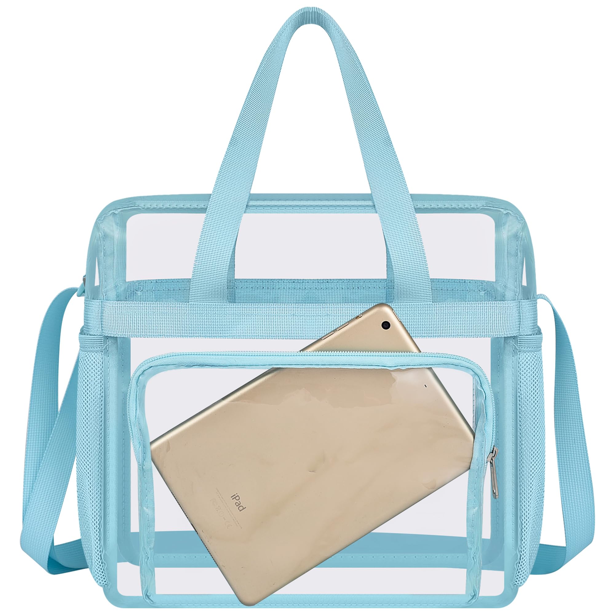 Oraben Clear Bag Stadium Approved 12x6x12 Clear Tote Bag with Removable Strap Clear Lunch Bag for Work Sports Festival