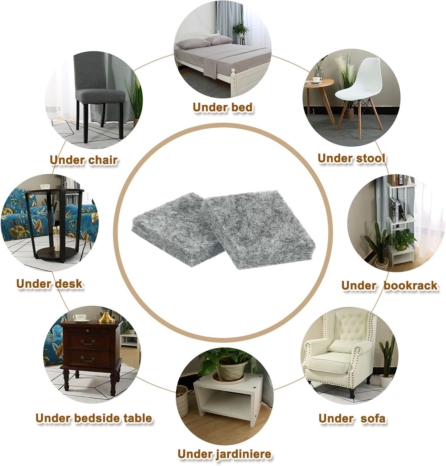 uxcell Felt Furniture Pads, 16Pcs 0.98" x 0.98" Adhesive Backed Felt Non-Slip Anti-Scratch Chair Leg Protectors for Protecting Hardwood Floor, Grey