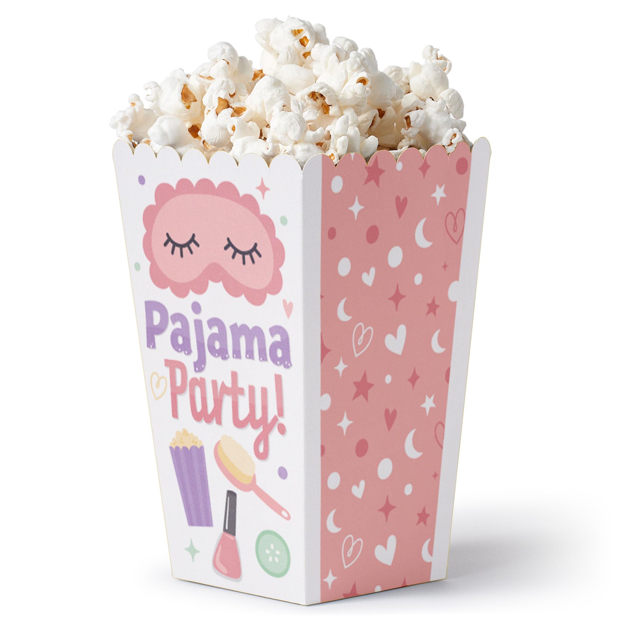 Big Dot of Happiness Pajama Slumber Party - Sleepover Favor Boxes - Birthday Party Popcorn Boxes - Girls Sleepover Birthday Party Favor Popcorn Treat Boxes - Set of 12